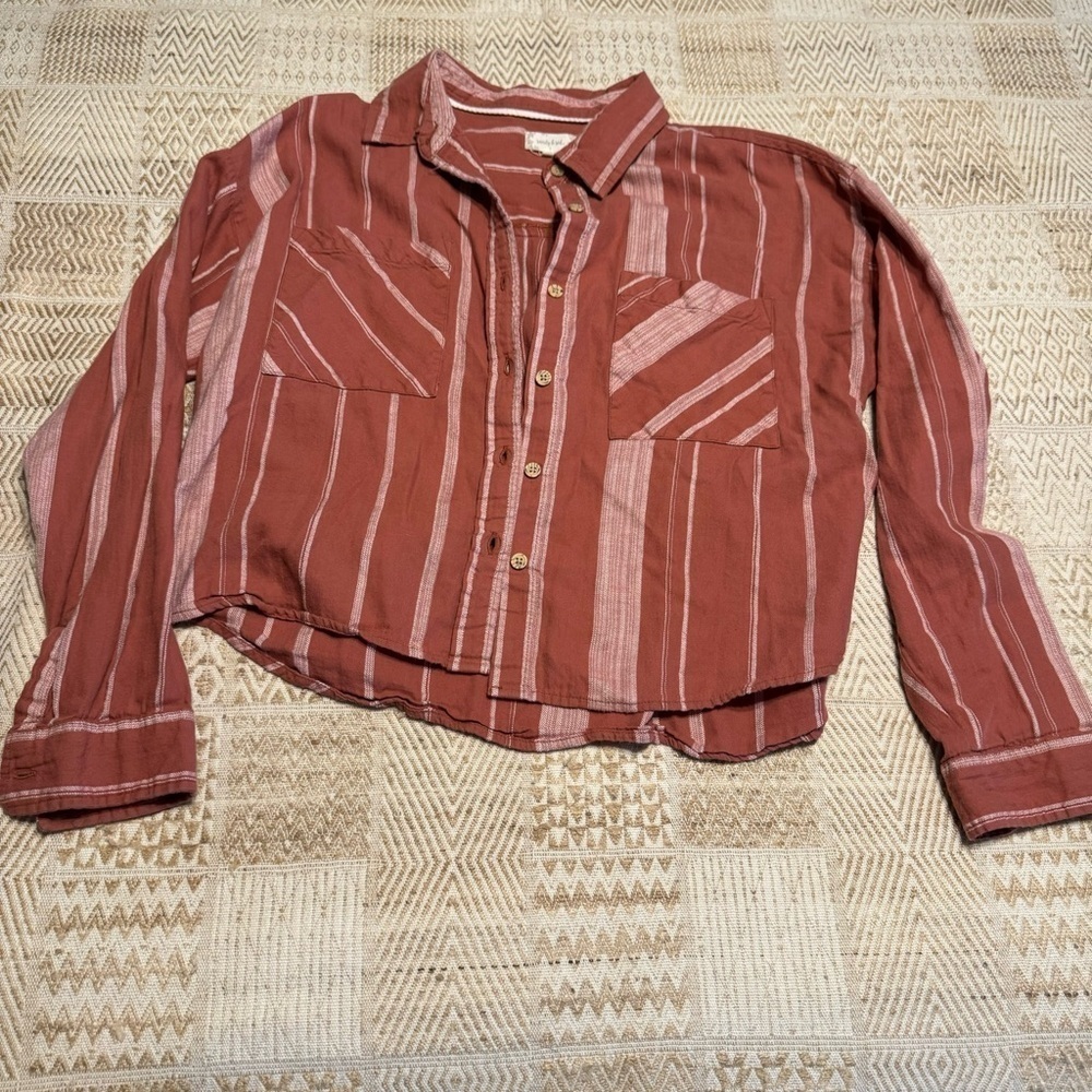 Sandy & Sid Boxy Long Sleeve Button Front Shirt